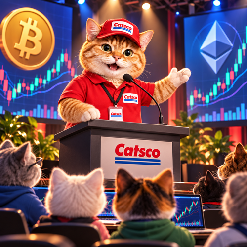 Catsco speaking at a crypto meetup